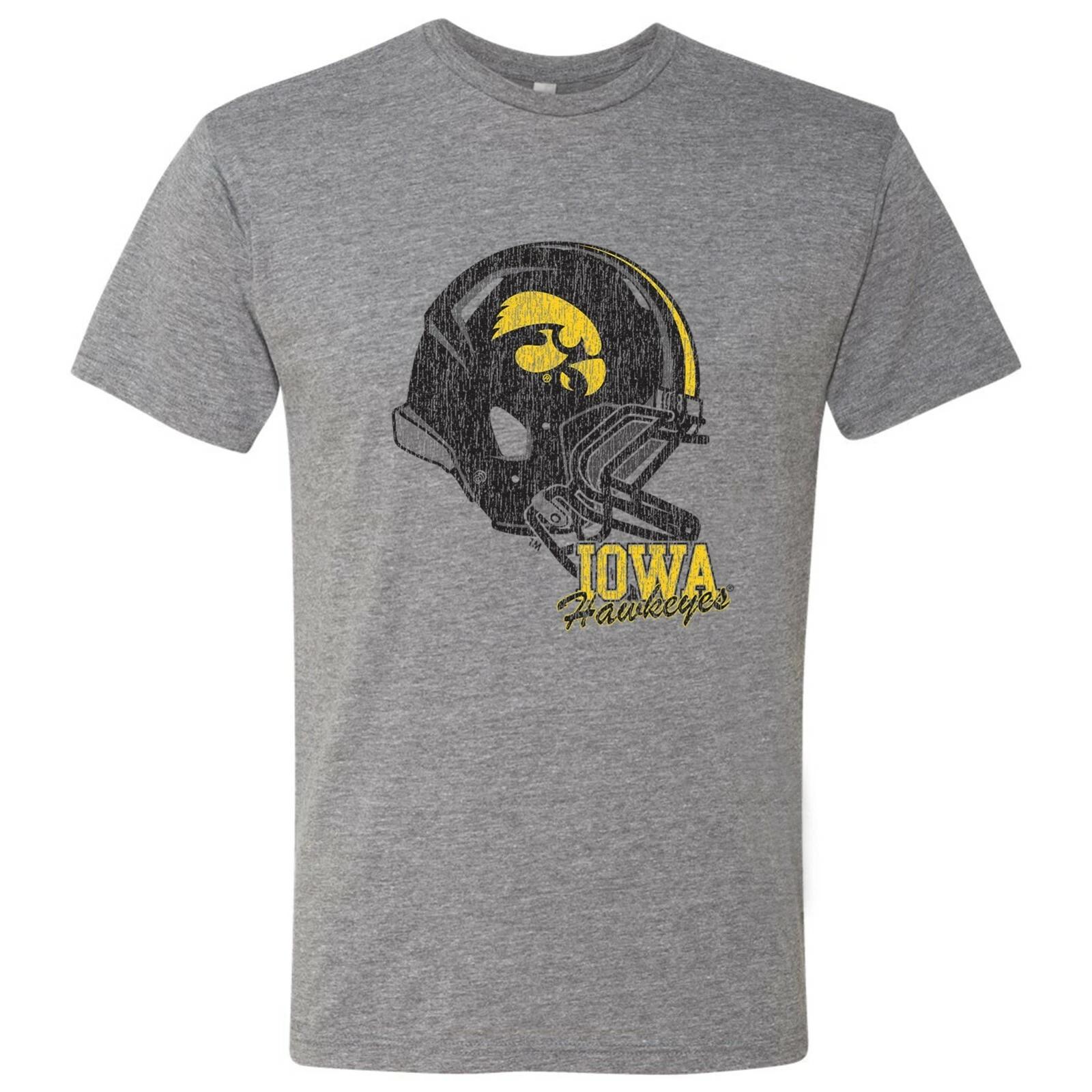 Iowa Hawkeyes Tilted Football Triblend T Shirt - Premium Heather L