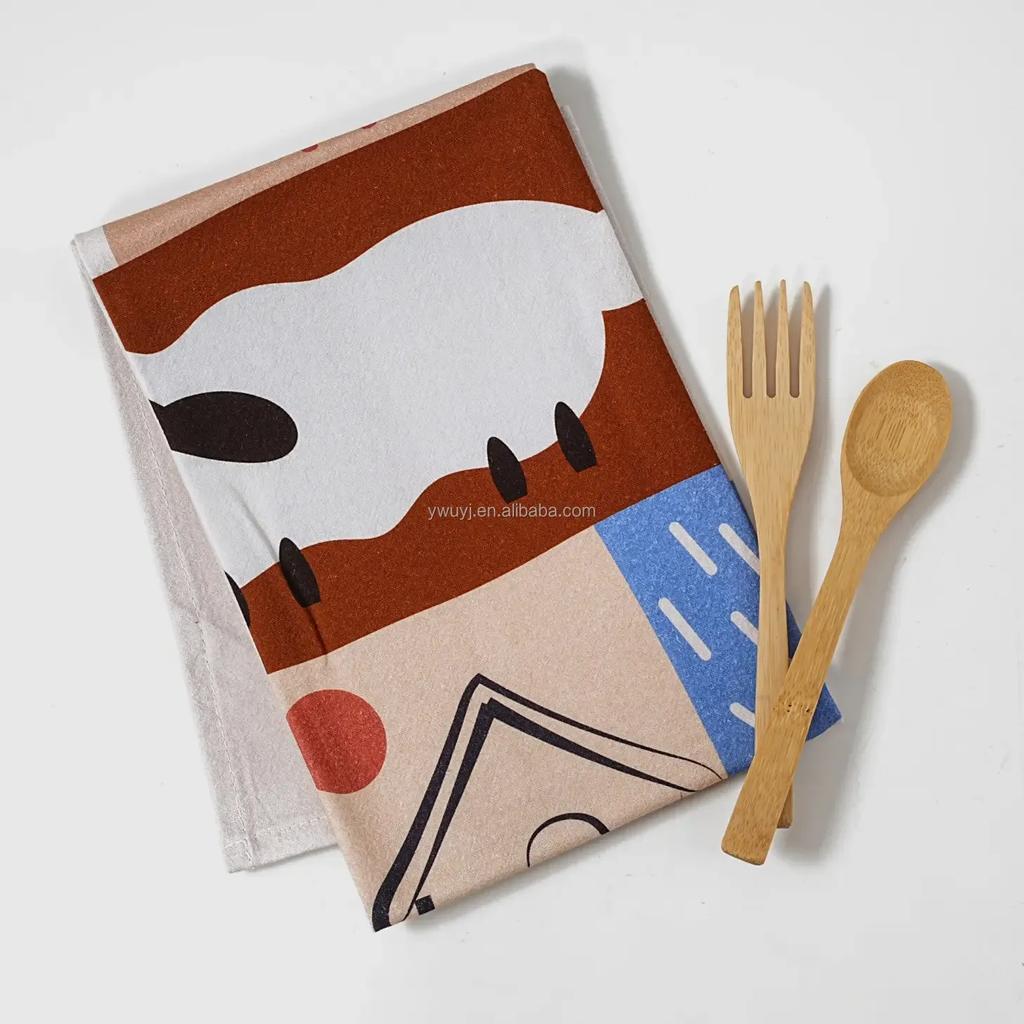 Cotton Linen Napkins ,Table Runners, Placemats Flour Sack Towel Custom Printed Kitchen Dish Tea Towel