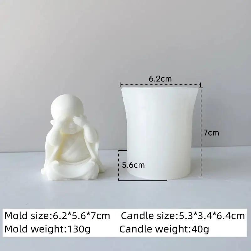 

3D Монах Гіпс Глина Форма для виготовлення свічок Статуетка Будди Вироби Декор Монах Силіконова форма Силіконові форми Форма для яєць Silikonform