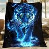 1pc Tiger Blanket- Lightweight Flannel Throw for Sofa, Outdoor, Camping, Livingroom, Office, Chair, and Bed - Digital Printing