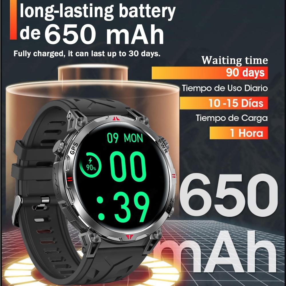 New Military Rugged T-Rex3 GPS Positioning Smartwatch Compass Barometer Altimeter 5ATM Waterproof 650mAh Battery Sport Men Watch