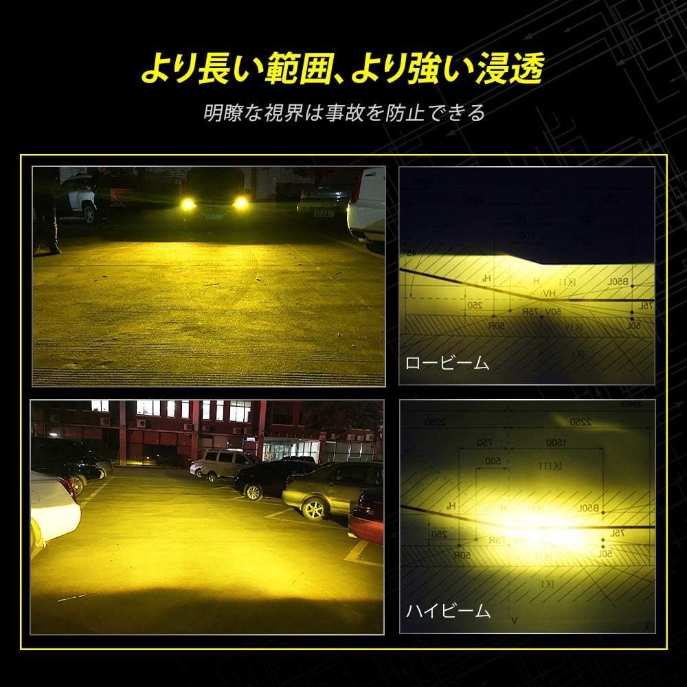 NOVSIGHT LED Headlight, H4Hi/Lo LED Bulb, Yellow, High Performance Chip, Easy Installation, 10,000 LM