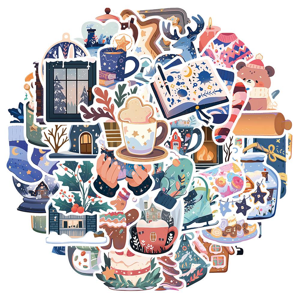 10 30 50Pcs Cartoon Winter Christmas Graffiti Stickers Decals Diy Phone Scrapbook Luggage Helmet Kid Toy Cute Waterproof Sticker