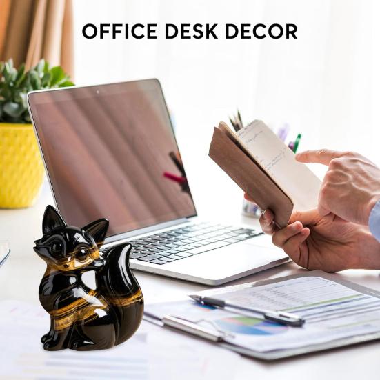 Kleine Fuchsfigur Handgeschnitzt Heilender Schutzfuchs Statue Glückstier Skulptur Heim Büro Schreibtisch Dekoration Ornament