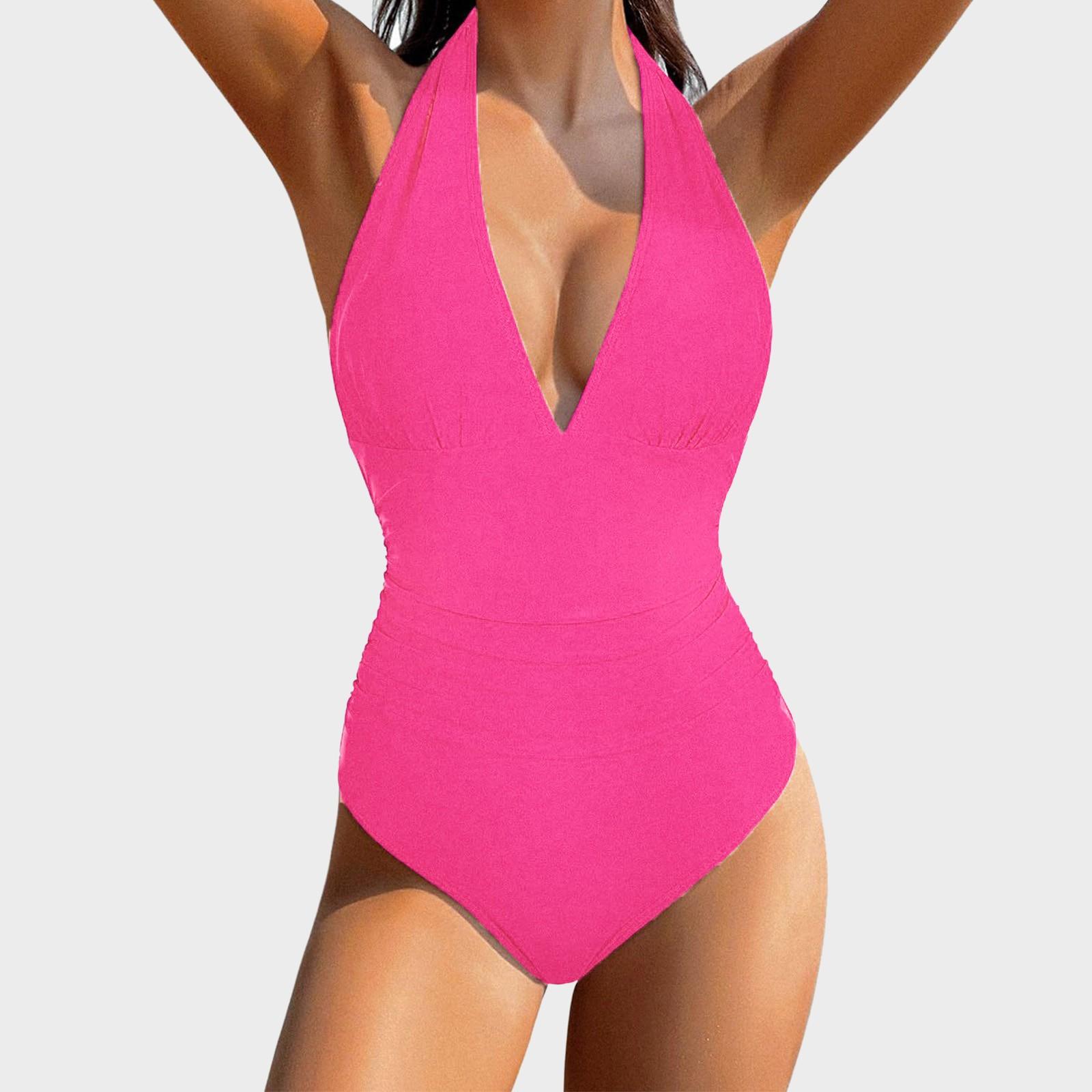 

Женский купальник с V-образным вырезом, цельный купальник, халтер, без спинки, с драпировкой, купальный костюм, сексуальный купальный костюм, с подкладкой, стринги, купальник L красный