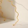 18K Gold Choker Necklace: Stainless Steel Wave Design, Non-Fading, Titanium Chain for Women.