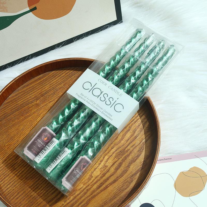 Colorful European-style Electroplated Threaded Long Pole Candles Christmas Wedding Birthday Chinese Valentine's Cone Candles Romantic Decoration