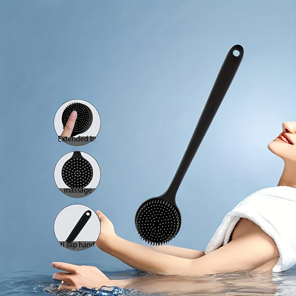 Soft Silicone Long-Handle Bath Brush - Gentle Back Scrubber for Deep Cleaning & Exfoliating, Personal Hygiene Tool, Exfoliation Accessory