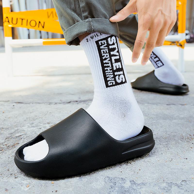 Summer Slippers Herringbone Stepping Shit Feeling Coconut Men Large Size Couple Wear One Word Slipper