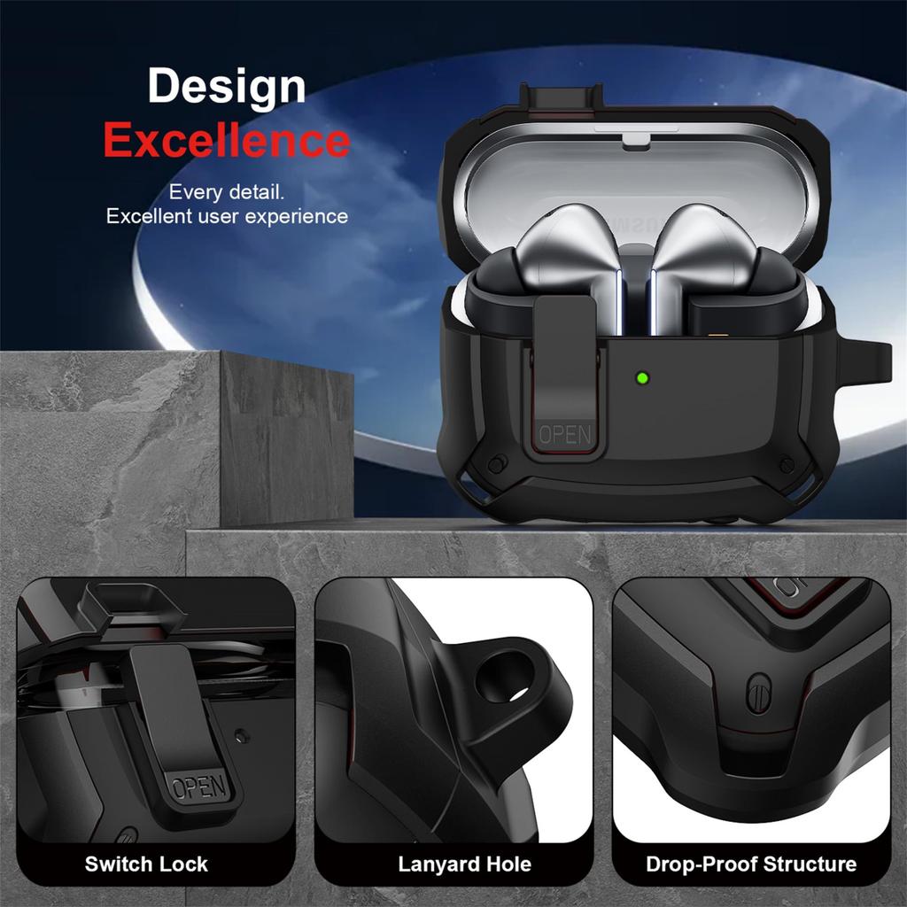 Neu für Samsung Galaxy Buds 3 / Buds 3 Pro Hülle mit Reinigungsset Weiche Schutzhülle Sichere Verschluss-Hülle Zubehör mit Schlüsselanhänger