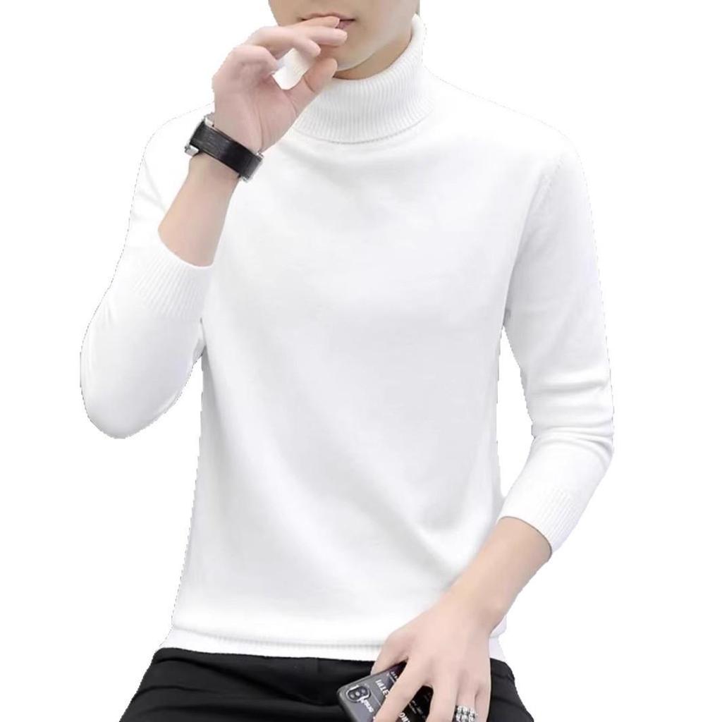 Men's Black High Neck Knit Sweater - Slim Fit Winter Outerwear