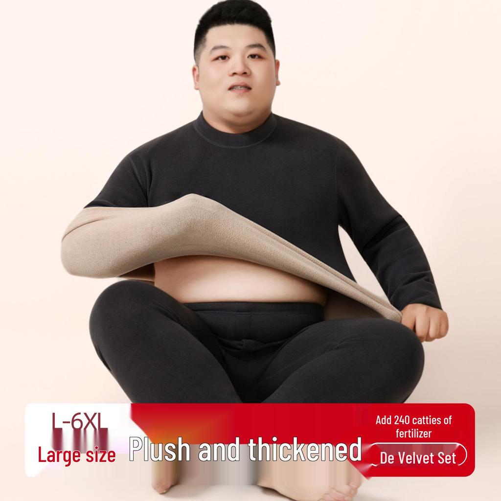 Men's Luxe Fleece-Lined Lambswool Thermal Set for Autumn-Winter