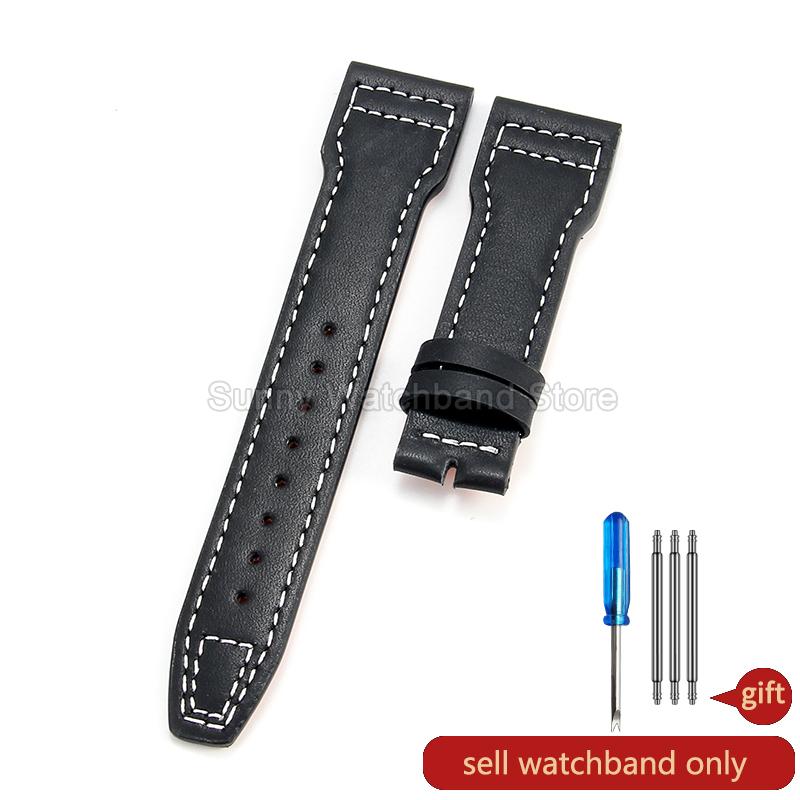 Coffee Black 20 21 22mm for IWC Portofino Le Petit Prince Portugieser Cowhide Watch Band Special Interface Needle Buckle Durable