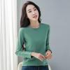 2024 Spring & Autumn Women's Long Sleeve Round Neck T-shirt - Korean Style Casual Solid Color Base Layer