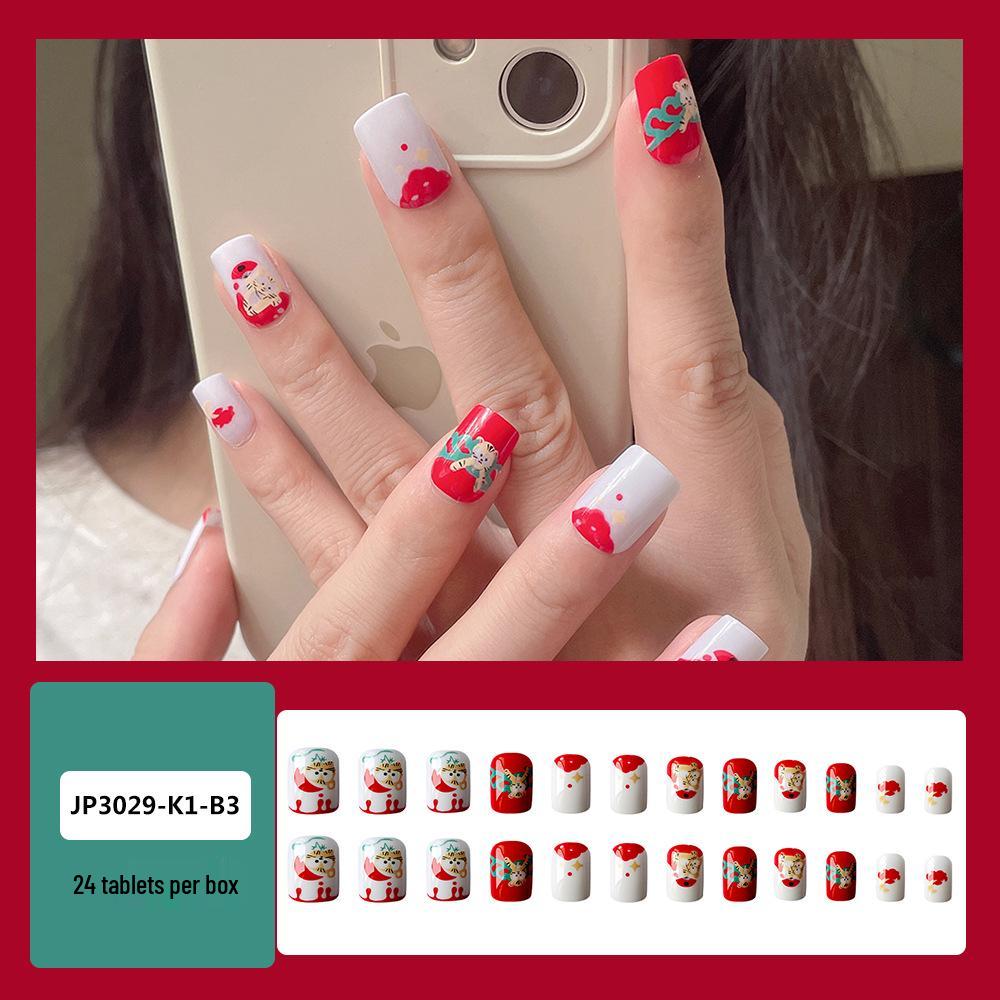 Spring & Summer Short Style White Nail Tip Stickers - Finished Product