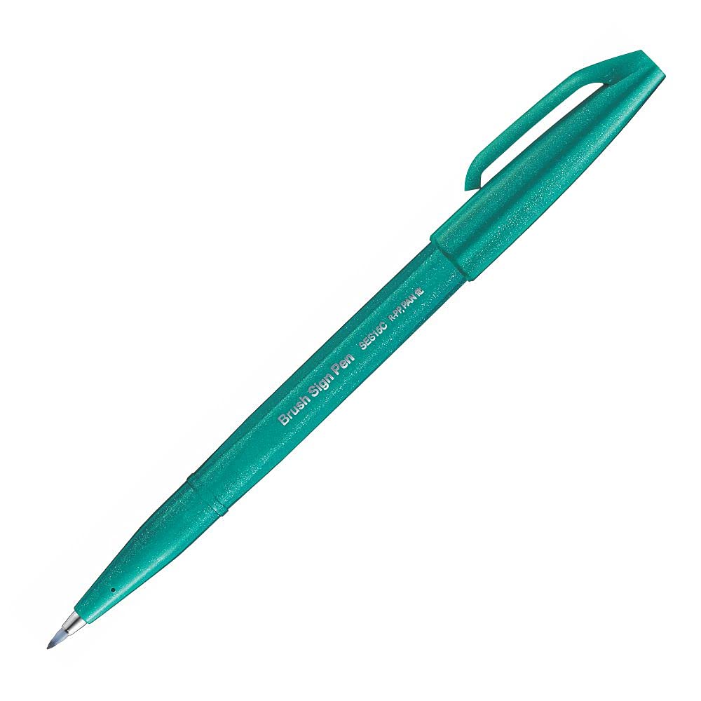 

Канцелярский сенсорный бирюзовый ses 15 c d кисть Pentel, ручка, зеленый, 3,