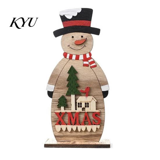 Wooden Christmas Ornaments Nordic Style Ornaments, Cute Santa Claus/Snowman/Reindeer Party Home Accents Figurine for Holiday Table Tiered Tray
