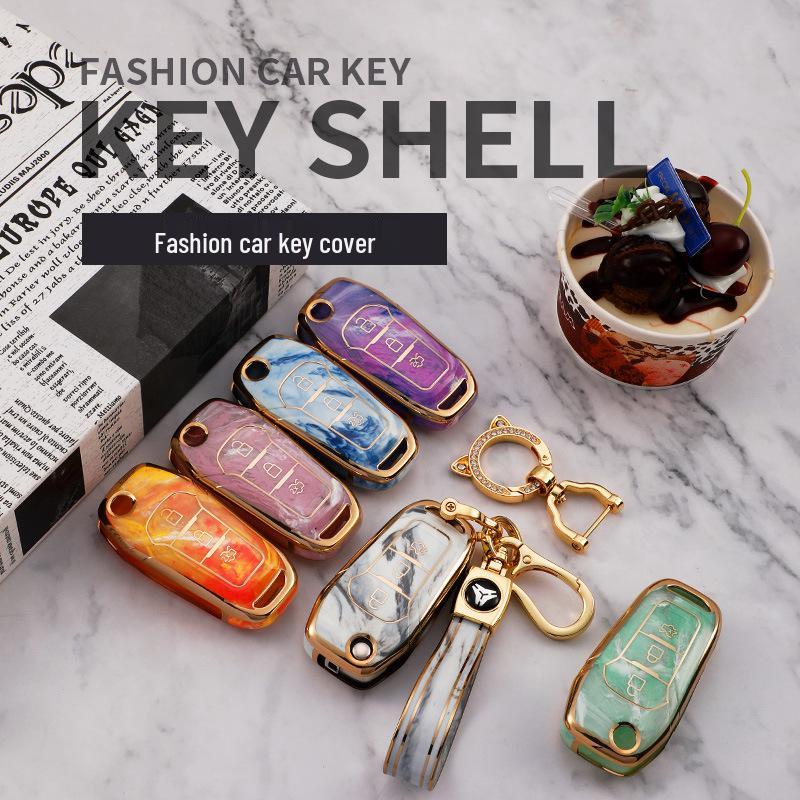 Guochao Ford Car Key Case for Focus, Escort, Mondeo, Edge, Ecosport - TPU Full Protection