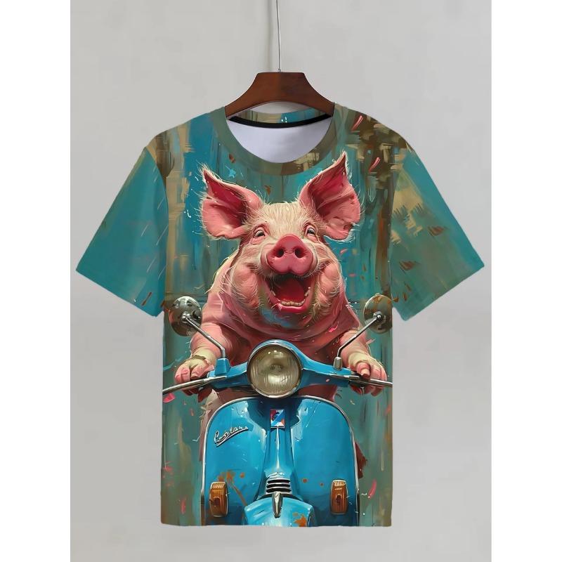 Vtipné Kreslené Ai Prase 3D Potisk Pánská Trička Ležérní Krátký Rukáv Módní Streetwear Kulatý Výstřih Trička