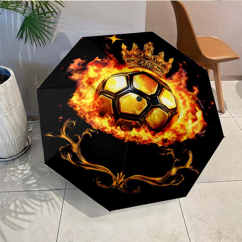 Basketball Crown Fire Sport Umbrella Folding Umbrella, Automatic Umbrella 8-Frame for Travel, Camping Use Gift for Halloween Christmas