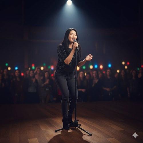 seathestars Microphone Stand, Straight Stand with Microphone Holder, Adjustable Height, Extendable, Foldable, Condenser Microphone Stand, Upright Trip