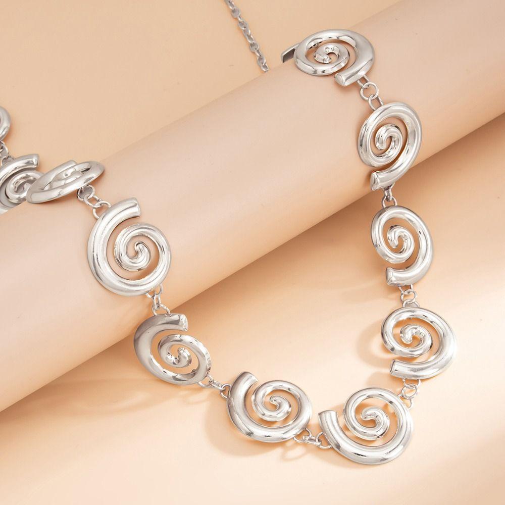 Silver Spiral Circle Waist Chain Gold Color Oval Belly Chain Creative Metal Waist Chain Girls