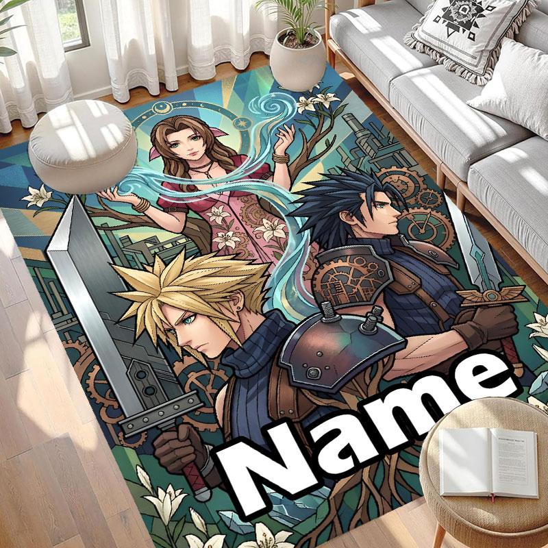 Benutzerdefinierter Name Personalisierter Final Fantasy Druck Teppich, Vielseitiger Heimdekor Teppich, für Spielzimmer, Wohnung, Balkon, Eingangsbereich, Flur Geschenk