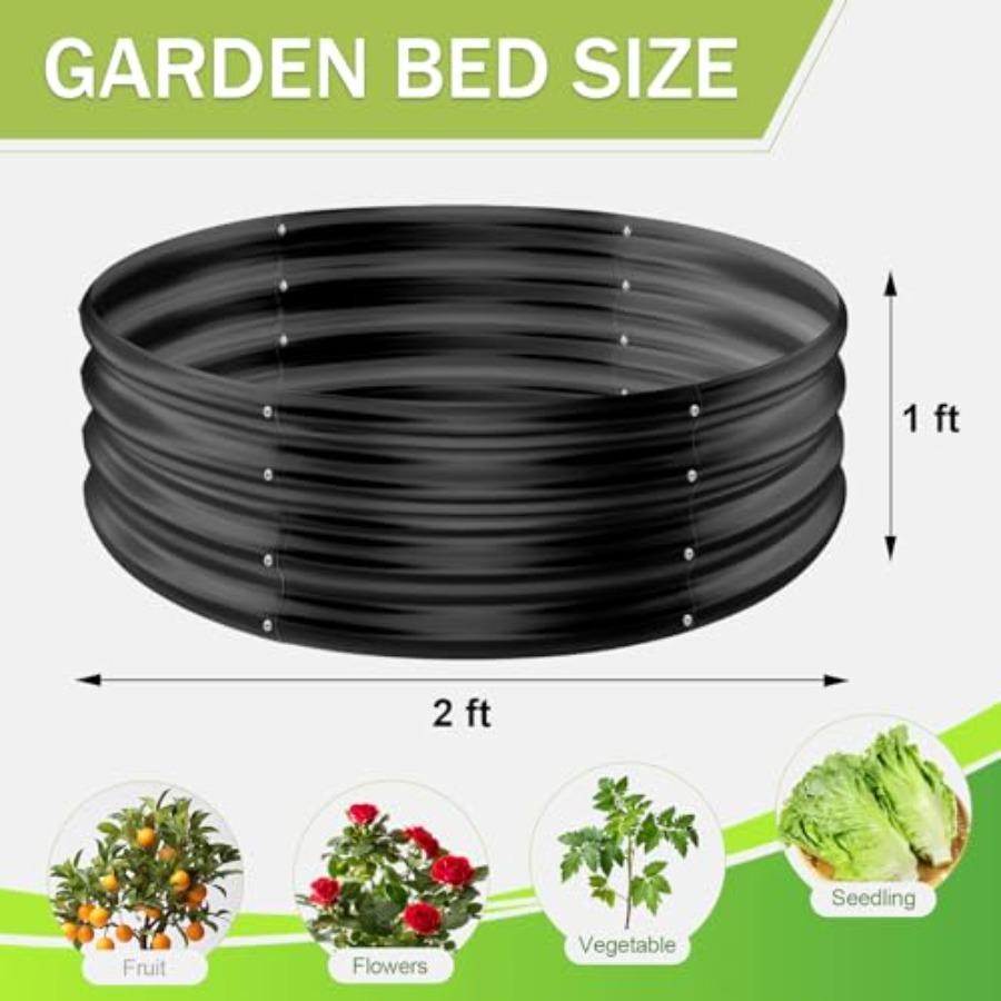 3Pack 2x2x1 Ft Round Galvanized Raised Garden Bed Kit Grey Metal Flower Box Large Planter Outdoor Garden for Planting Fruit Her