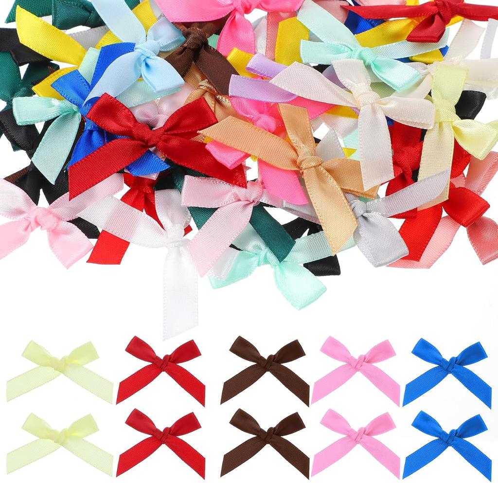 100 PZ Mini Fiocchi per Artigianato, Piccoli Fiocchi di Nastro per Artigianato, Accessori Decorativi Fiocchetto Multicolore.