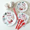 Christmas Disposable Tableware Sets Santa Claus Party Tablecloths Paper Plates Cups Tissue Napkins Straws Decoration Supplies