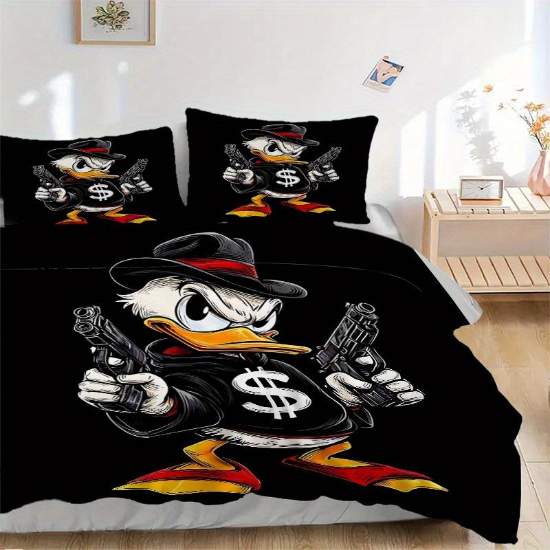 3pcs set Donald Duck1pc of quilt cover+2pcs of pillowcase, no core, print bedding, All Seasons Bedroom Setting030