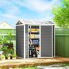 Garden House, Garden Shed with Floor, Window, Lockable Door, Plastic Resin, Weatherproof, Gray