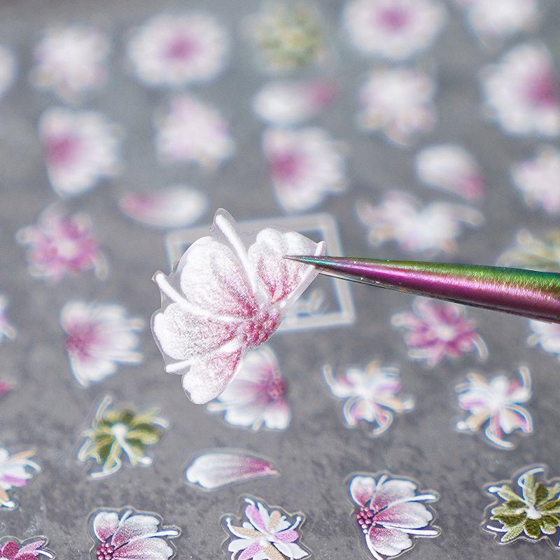 5D Relief Nail Stickers Tulip Fine Rabbit Decals Flowers Nail Art Charm Cute Cartoon Sliders Bronzing Diy Manicure Decoration