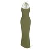 European and American Women's Clothing Sexy Neck Slim Dress High Waist Halter Strap Long Dress