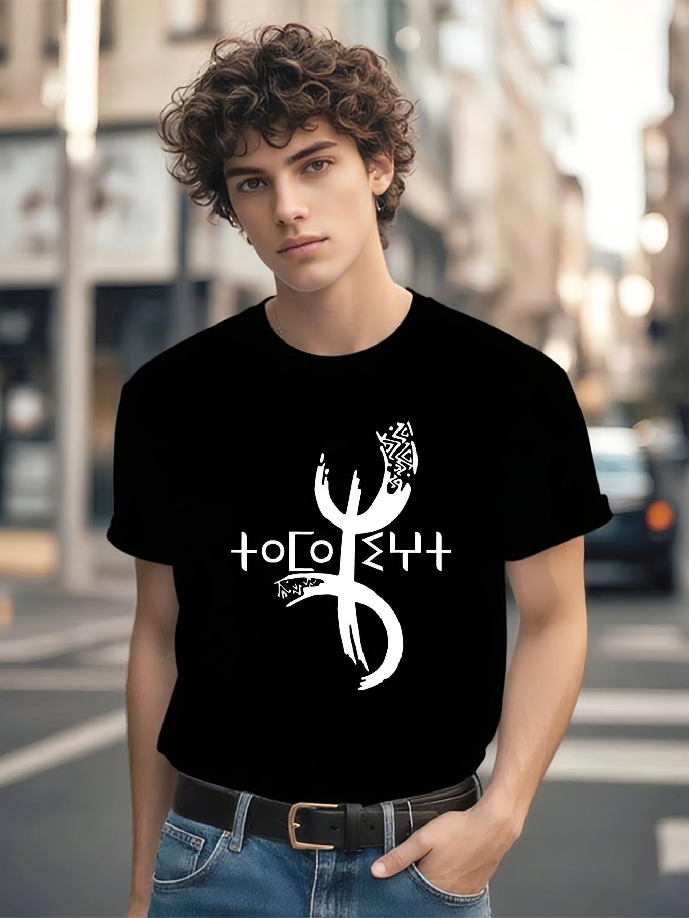 Amazigh Yaz Tifinagh Freedom Symbol Tshirt - Black with W... XL