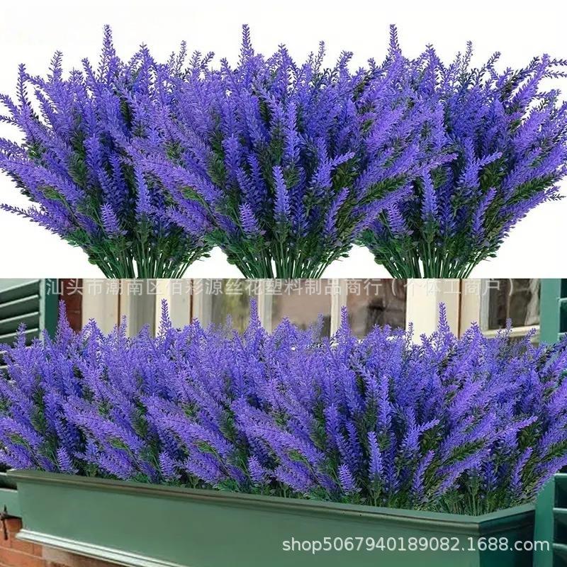 Lavender Flocking Wheat Ears Artificial Potted Plant - 5 Forks