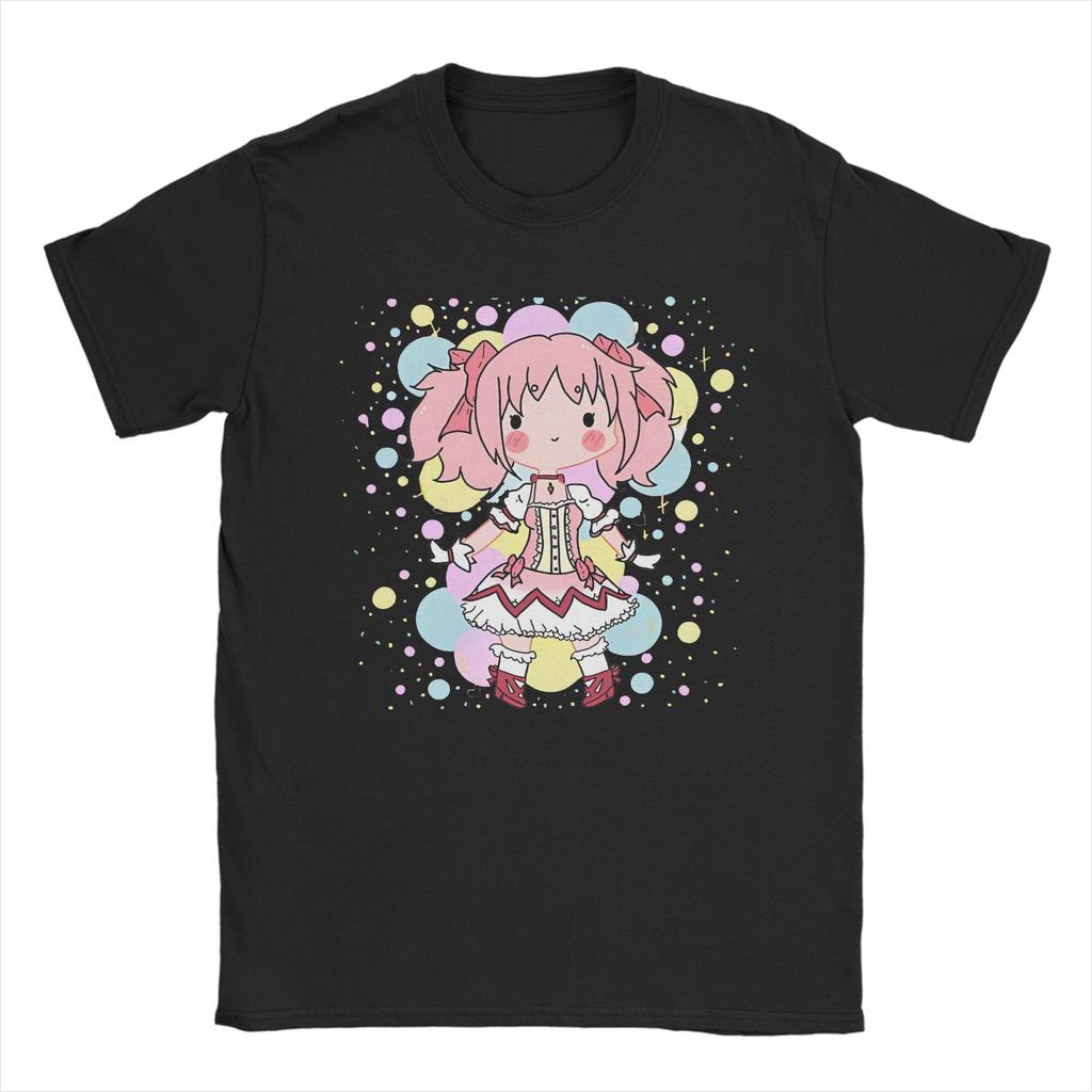 Puella Magi Madoka Magica Qbey Tshirts Men's Cotton Tops Priting Cute Kyubey Anime Round Neck Short Sleeve