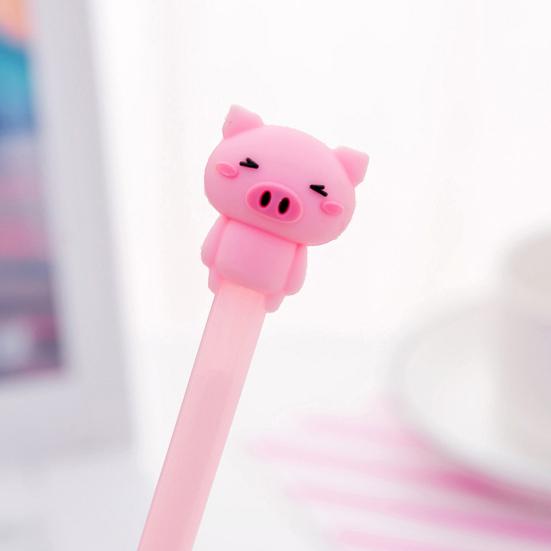 4Pcs Lovely Cartoon Pig 0.38mm Gel Ink Pen Student Gift Office School Stationery