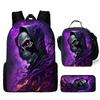Hot Selling Skull Backpack Three Piece Set Printed Primary and Secondary School Backpack Meal Bag Pencil Case