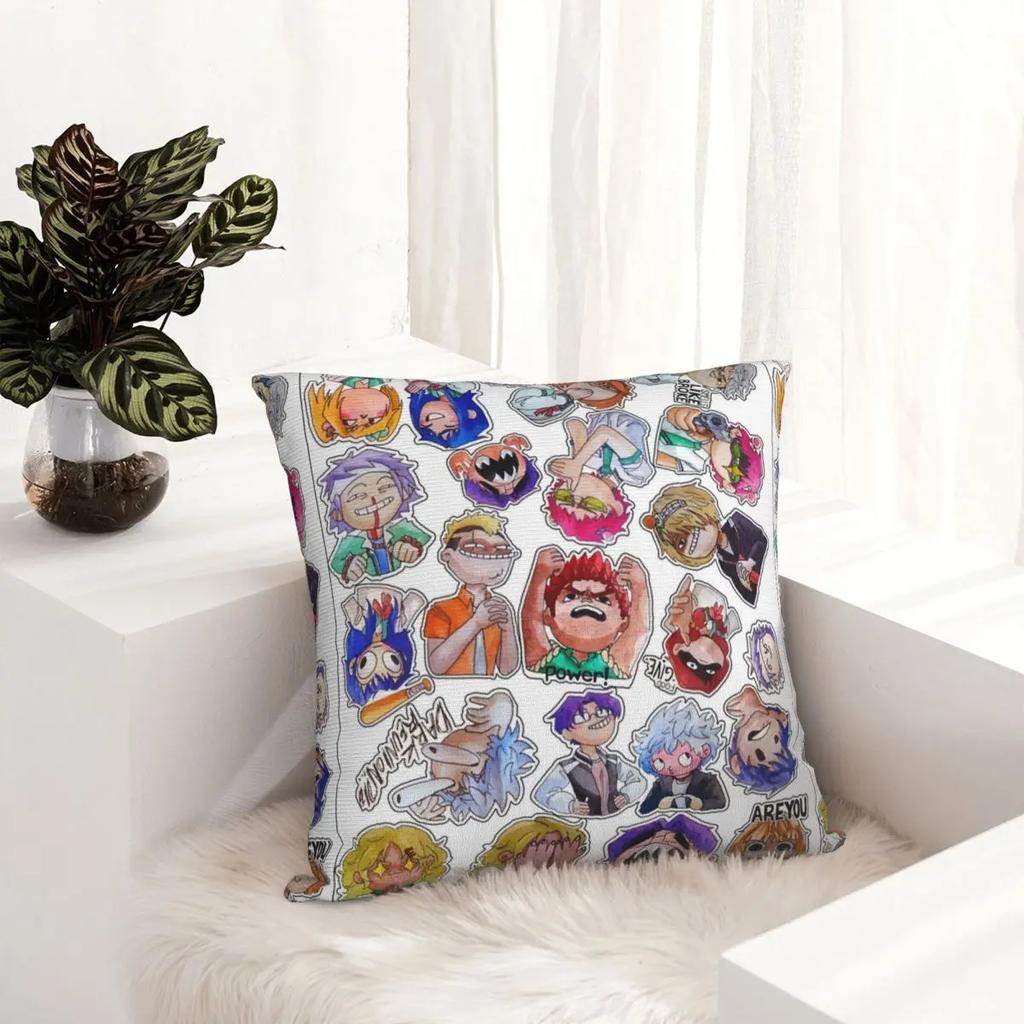 Saiki K Full Set Square Pillow Case Cushion Cover Fashion Polyester Decorative Pillowcase for Car