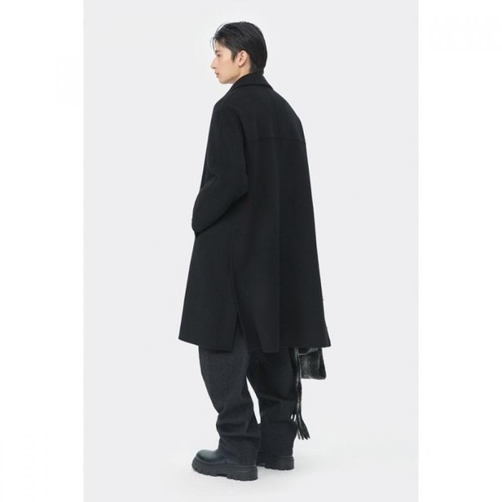 CuStomellow Men S Black caShmere Blended Balmacaan Coat Cwcaw25611bkx