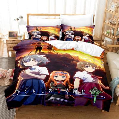 Juego de Cama Higurashi When They Cry Individual Twin Completo Queen King Size Juego de Cama Adulto Niño Dormitorio Juegos de Funda Nórdica Textil para el Hogar