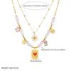 316L Stainless Steel Pearl Series Oil Drop Flower Heart Butterfly 2-Layer Pendant Necklace Lady Romantic Elegant Jewelry