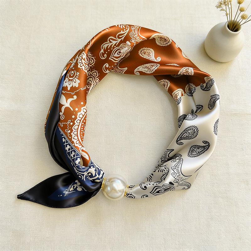 Sciarpe alla Moda con Fibbia Magnetica di Perle per Donna, Chic, con Pois, Stampa Leopardo, Corta, Setosa, Collane Choker Eleganti, Regalo per Signore