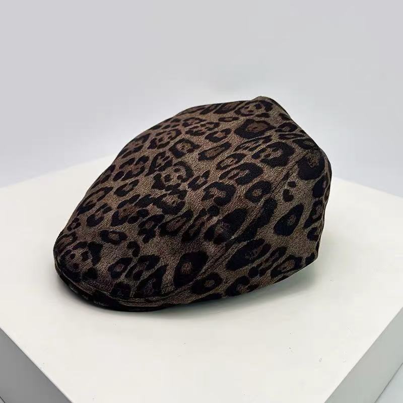 1 pezzo Y2K Moda Retrò Stampa Leopardata Cappelli Forward per Uomo e Donna Ombrellino da Sole da Esterno Nicchia Strada Ins Tendenza Cappello Piatto da Giornalaio
