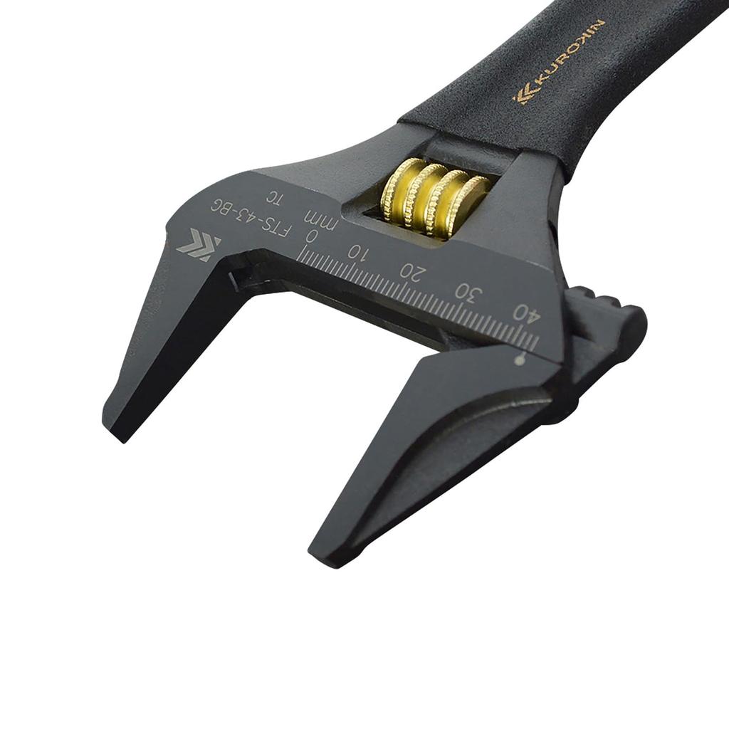 Fujiya Light Short Monkey, No Serrations, Black and Gold, Total Length 152mm, Maximum Opening 43mm, FTS-43-BG