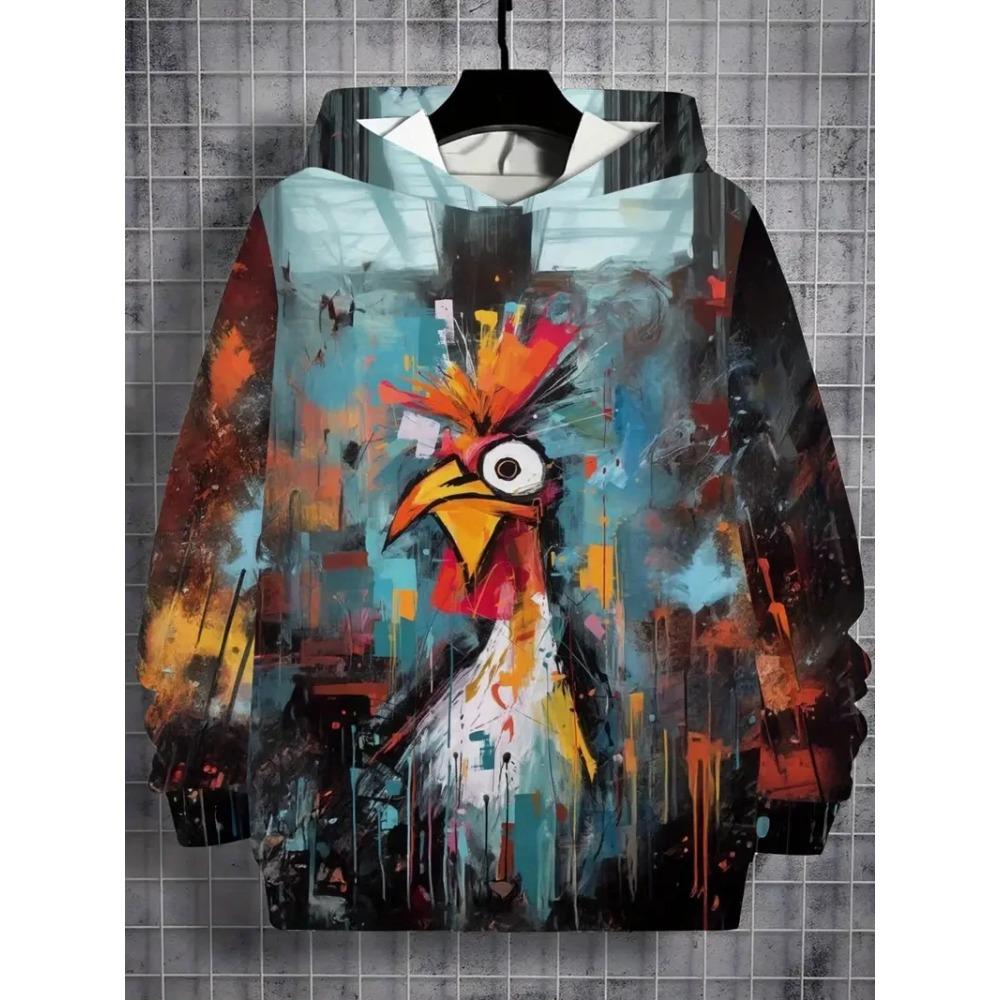 Lustiger Tier Hühner Print Unisex Hoodies Herbstmode Street Herren Sweatshirts Lässig Locker Herren Bekleidung Oberteile Hoodies