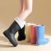 Mode Plus Samt Mittelhohe Damen Gummistiefel Regenstiefel Regenstiefel Outdoor Arbeit Rutschfest Wasserdicht Gummischuhe
