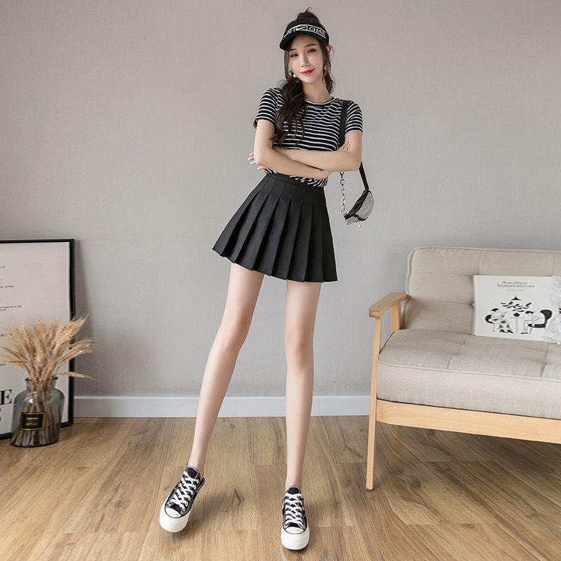 Japanese College Style High Waist Pleated A-Line Skirt - Anti-Exposure, Slimming Summer Short Skirt for Students