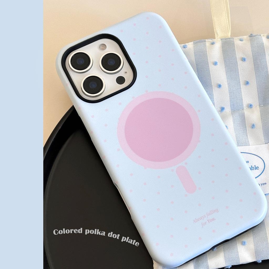 Diamond Magnetic Bracket IPhone 16 Promax IPhone Case 14 Suitable for 13 Philin 15 Color Polka Dot 11